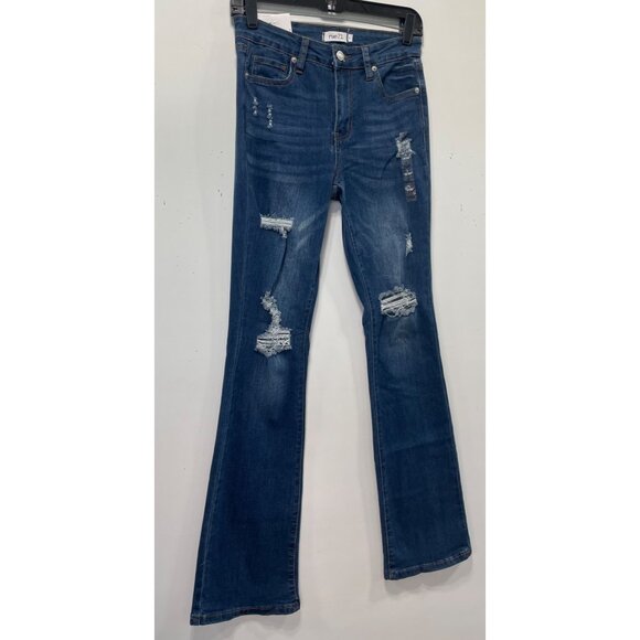 Rue 21 - Women's Ultimate Stretch Mid-Rise - Boot Jeans Distressed - Blue - 1 - Picture 14 of 15